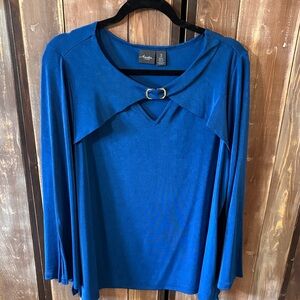 Chico's Vibrant Blue Blouse with Ring Detail size 3 in chicos which is XL